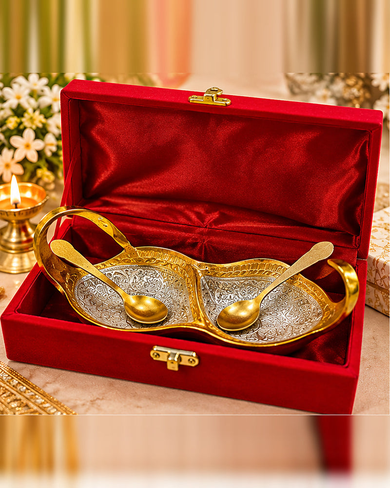 Twin Bowl Set, Gold Polish — 6.5 Inch