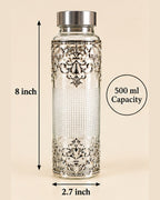 Size chart: bottle 8 inches tall, 2.7 inches wide, 500 ml capacity