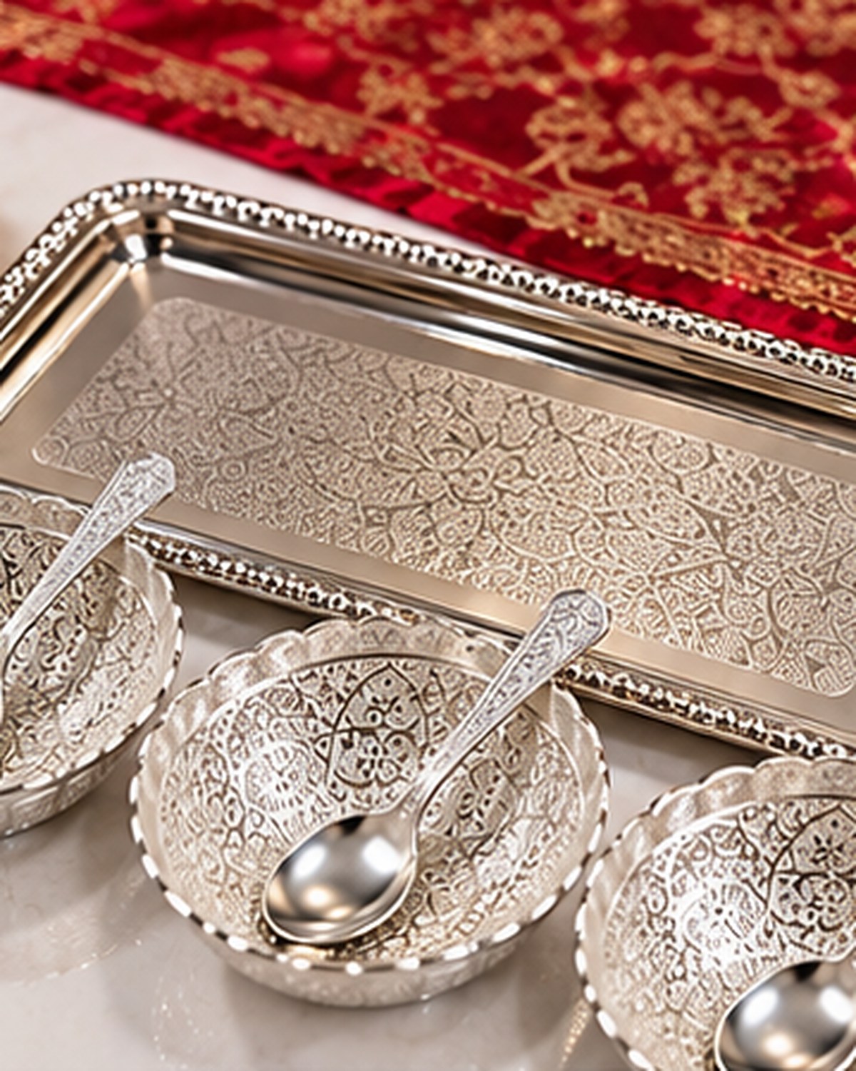 Dry Fruit Bowl Set with Tray — 7 Piece