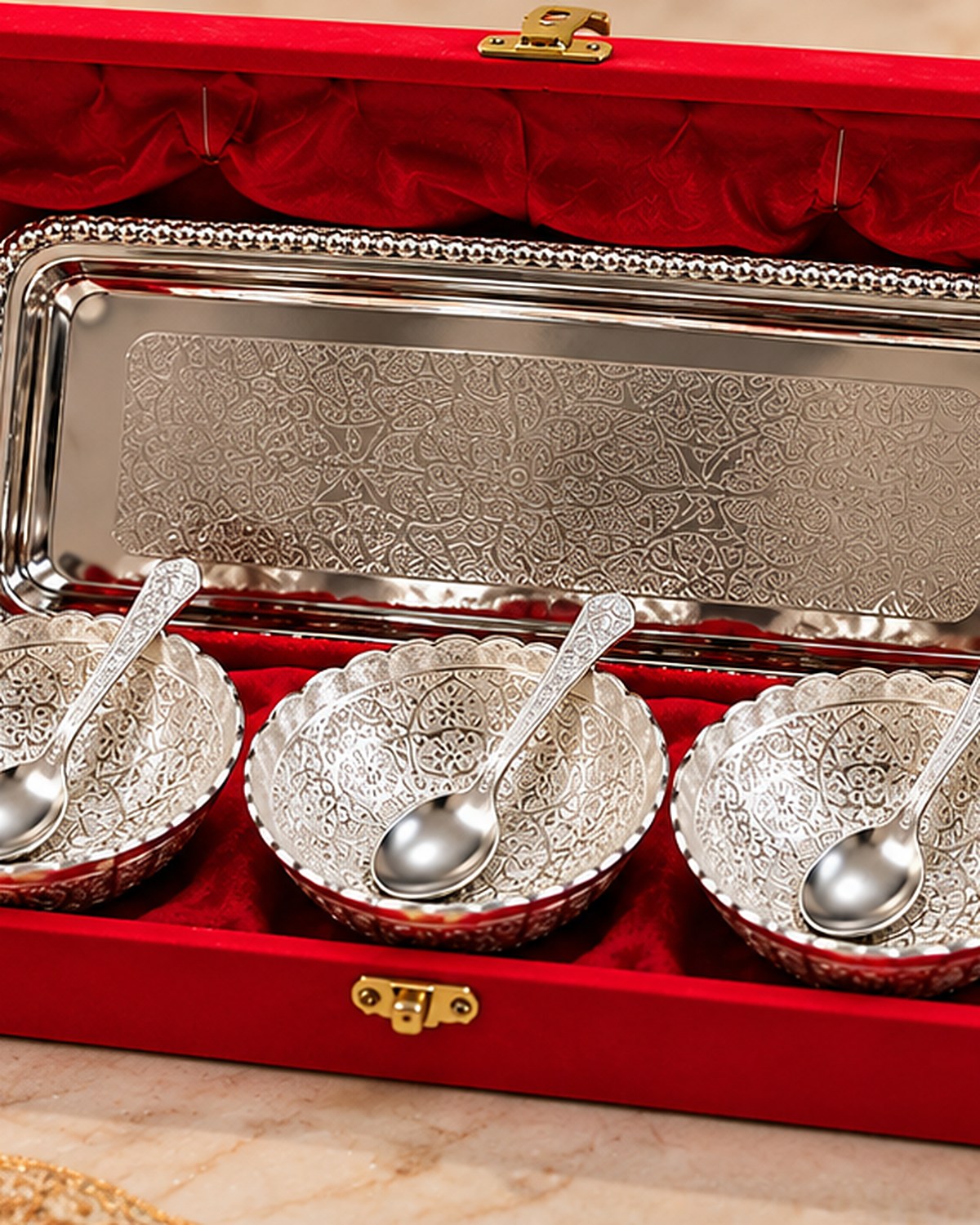 Dry Fruit Bowl Set with Tray — 7 Piece
