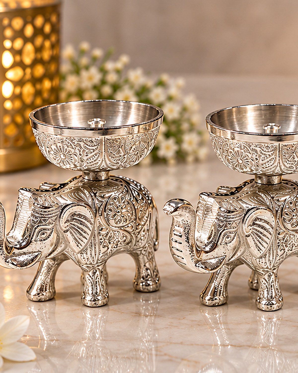 Elephant Diyas — Set of 2
