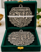 German Silver Shubh and Labh door hangings in a green velvet gift box